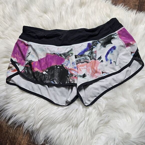 Lululemon Run: Speed Short, 4-Way Stretch, Size 12 - Pigment Wave Multi, Black - Picture 6 of 12